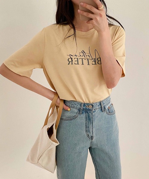 CEMONEMO（セモネモ）の「NOTHING BETTER ロゴ プリント Tシャツ（Tシャツ/カットソー・レディース・ホワイト/ピンク/イエロー・FREE）」の13枚目の写真