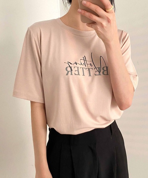 CEMONEMO（セモネモ）の「NOTHING BETTER ロゴ プリント Tシャツ（Tシャツ/カットソー・レディース・ホワイト/ピンク/イエロー・FREE）」の10枚目の写真