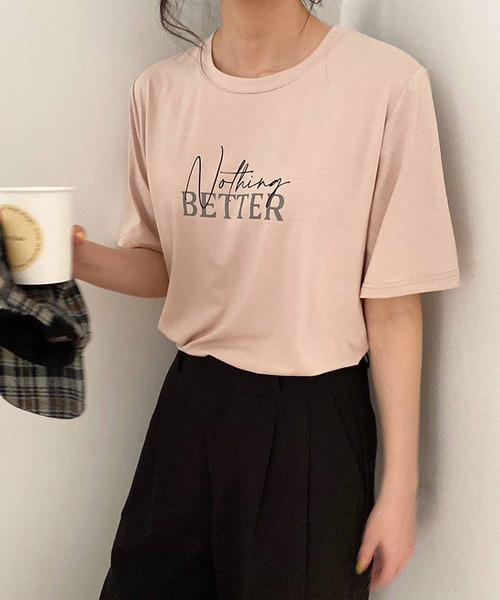 CEMONEMO（セモネモ）の「NOTHING BETTER ロゴ プリント Tシャツ（Tシャツ/カットソー・レディース・ホワイト/ピンク/イエロー・FREE）」の7枚目の写真