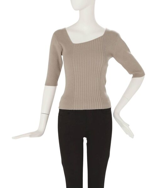 MURUA（ムルーア）の「ランダムリブニットハーフトップス（ニット/セーター・レディース・ブラック/ベージュ/オフホワイト/ブルー・FREE）」の18枚目の写真