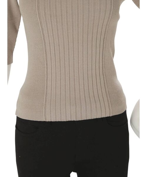 MURUA（ムルーア）の「ランダムリブニットハーフトップス（ニット/セーター・レディース・ブラック/ベージュ/オフホワイト/ブルー・FREE）」の7枚目の写真