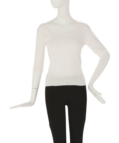 MURUA（ムルーア）の「ランダムリブニットハーフトップス（ニット/セーター・レディース・ブラック/ベージュ/オフホワイト/ブルー・FREE）」の13枚目の写真