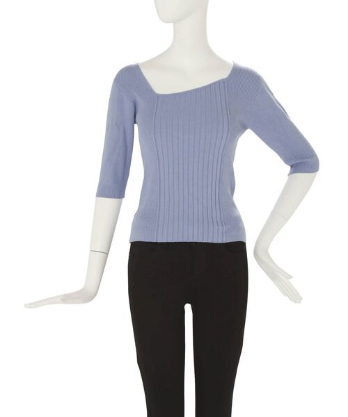 MURUA（ムルーア）の「ランダムリブニットハーフトップス（ニット/セーター・レディース・ブラック/ベージュ/オフホワイト/ブルー・FREE）」の19枚目の写真