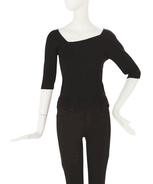 MURUA（ムルーア）の「ランダムリブニットハーフトップス（ニット/セーター・レディース・ブラック/ベージュ/オフホワイト/ブルー・FREE）」の16枚目の写真