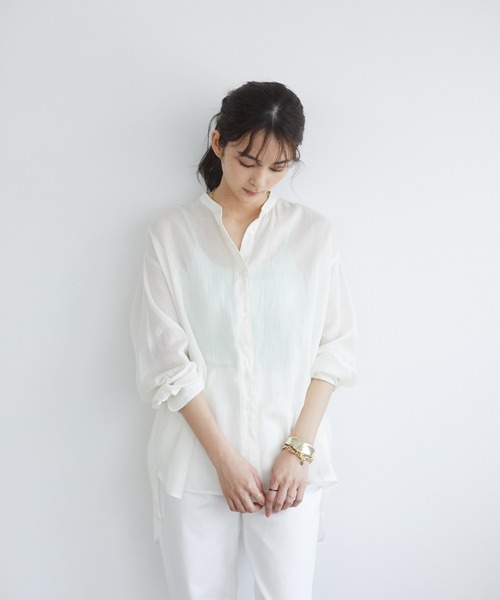 CRAFT STANDARD BOUTIQUE（クラフトスタンダードブティック）の「バンドカラードビーシアーシャツ　＊◇（シャツ/ブラウス・レディース・オフホワイト/モカ・FREE）」の3枚目の写真