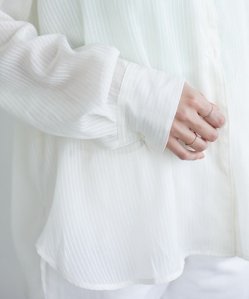 CRAFT STANDARD BOUTIQUE（クラフトスタンダードブティック）の「バンドカラードビーシアーシャツ　＊◇（シャツ/ブラウス・レディース・オフホワイト/モカ・FREE）」の6枚目の写真