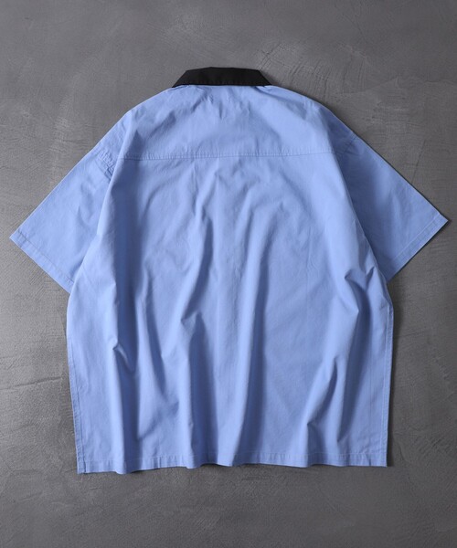 FREAK'S STORE（フリークスストア）の「WEB限定 SANTA CRUZ/サンタクルーズ 別注 ショートスリーブ クレリックワークシャツ/ビッグシルエット/レオパード柄/セットアップ対応（シャツ/ブラウス・メンズ・ブラック/ベージュ/サックスブルー/グレー系その他/ブラウン系その他/サーモンピンク/グレー系その他2・SMALL/MEDIUM/LARGE）」の16枚目の写真