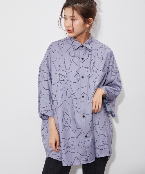 JUNRED（ジュンレッド）の「ラインアートペイントビックシャツ（シャツ/ブラウス・メンズ・ホワイト/ブラック/パープル系その他・M/L）」の19枚目の写真