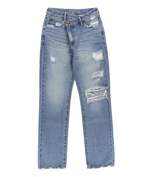 セール】Wrap Damaged Denim Pants/ラップダメージドデニム