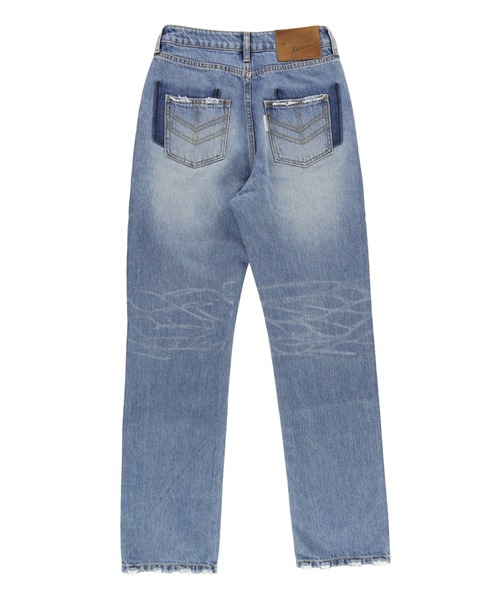 セール】Wrap Damaged Denim Pants/ラップダメージドデニム