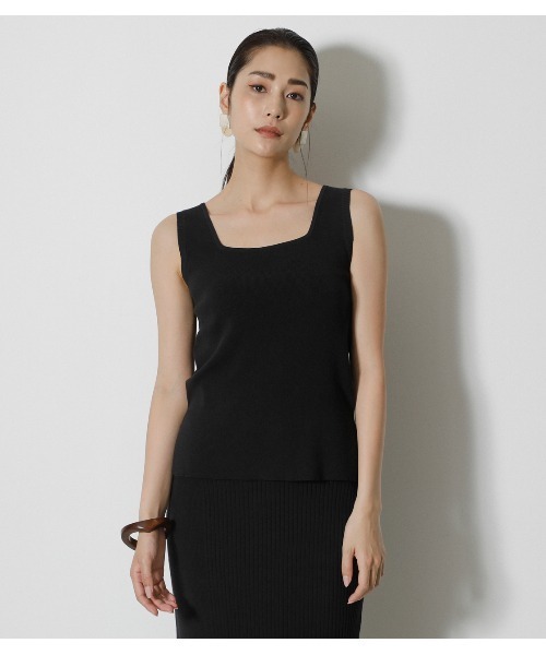 新品 ローレンマヌージアン KNIT TANK  ニット  タンク ベージュ 2 AZUL by moussy（アズールバイマウジー）の「SQUARE NECK KNIT