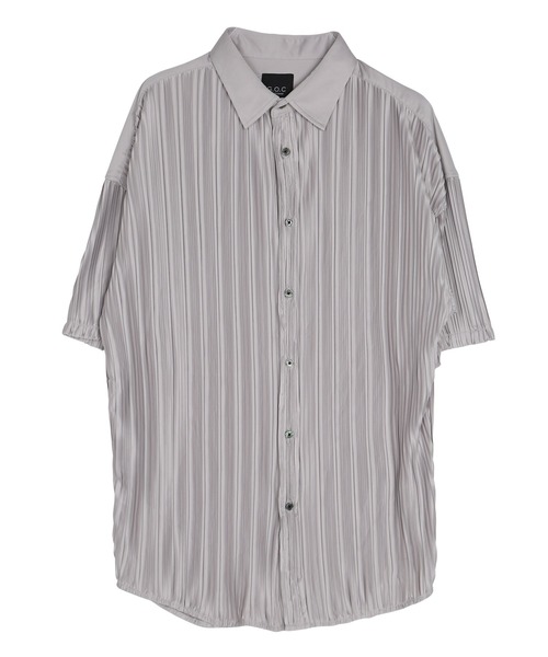 G.O.C(ジーオーシー)の「オーバーサイズプリーツ半袖ドルマンシャツ(シャツ/ブラウス・メンズ・グレー/ブラック・FREE)」の9枚目の写真