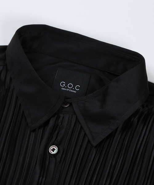 G.O.C(ジーオーシー)の「オーバーサイズプリーツ半袖ドルマンシャツ(シャツ/ブラウス・メンズ・グレー/ブラック・FREE)」の11枚目の写真