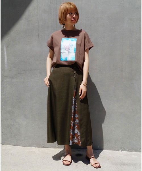 NICOLE white（ニコルホワイト）の「プリントＴシャツ（Tシャツ/カットソー・レディース・チャコールグレー/ブラウン/オフホワイト・FREE）」の17枚目の写真