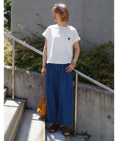 NICOLE white（ニコルホワイト）の「プリントＴシャツ（Tシャツ/カットソー・レディース・チャコールグレー/ブラウン/オフホワイト・FREE）」の8枚目の写真