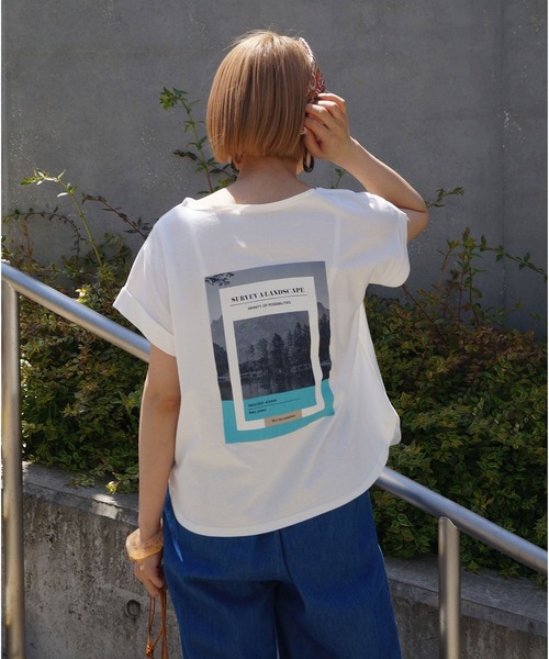 NICOLE white（ニコルホワイト）の「プリントＴシャツ（Tシャツ/カットソー・レディース・チャコールグレー/ブラウン/オフホワイト・FREE）」の6枚目の写真