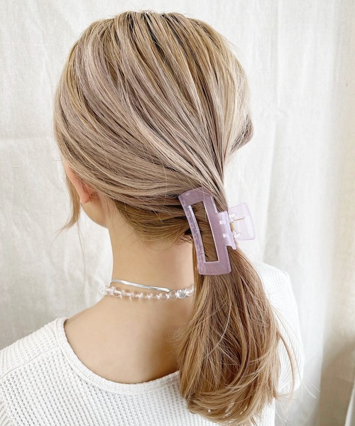 kutir（クティール）の「ビッグスクエアバンスクリップ（バレッタ/ヘアクリップ・レディース・ライトグレー/ライトグリーン/モカ/ラベンダー/ライトベージュ/ライトピンク・FREE）」の5枚目の写真