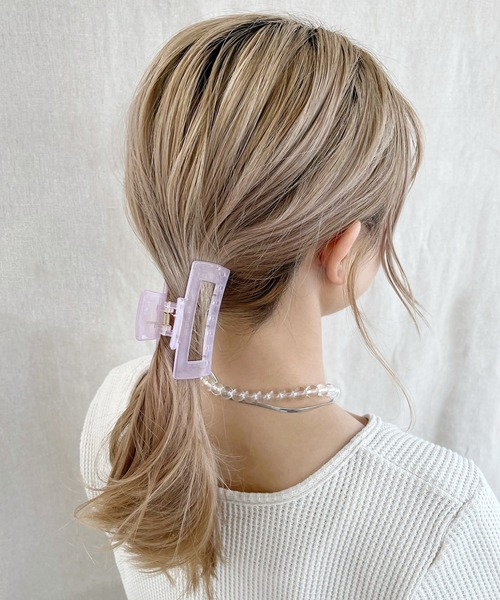 kutir（クティール）の「ビッグスクエアバンスクリップ（バレッタ/ヘアクリップ・レディース・ライトグレー/ライトグリーン/モカ/ラベンダー/ライトベージュ/ライトピンク・FREE）」の16枚目の写真