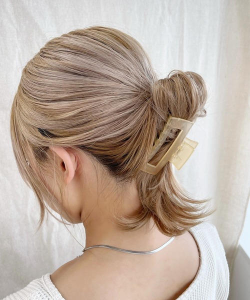 kutir（クティール）の「ビッグスクエアバンスクリップ（バレッタ/ヘアクリップ・レディース・ライトグレー/ライトグリーン/モカ/ラベンダー/ライトベージュ/ライトピンク・FREE）」の12枚目の写真