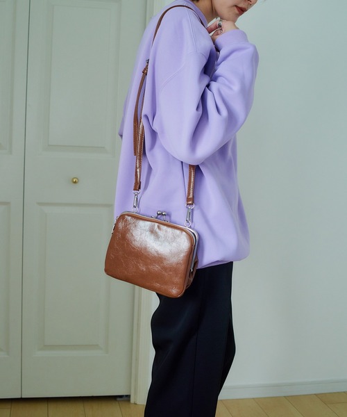 SETUP7（セットアップセブン）の「【SETUP7】フェイクレザー レトロがま口ミニショルダー SCCH17（ショルダーバッグ・レディース・ブラック/ブラウン/パープル・FREE）」の16枚目の写真