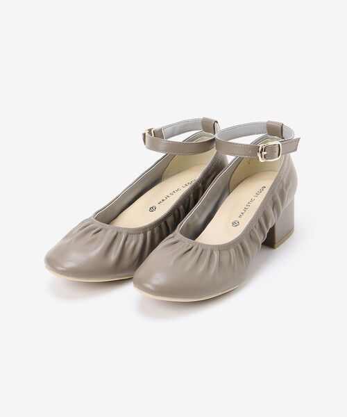 MAJESTIC LEGON(マジェスティックレゴン)の「アンクルリボンギャザーパンプス(パンプス・レディース・アイボリー/グレー/ブラック・SMALL/MEDIUM/LARGE/X-LARGE)」の1枚目の写真
