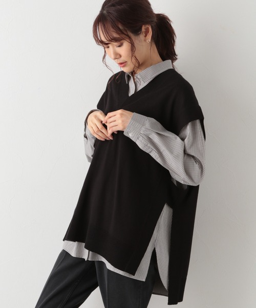 GLOBAL WORK（グローバルワーク）の「サイドベルトニットベスト/956230（ベスト・レディース・ブラック/グレー系その他/モカ・FREE）」の15枚目の写真