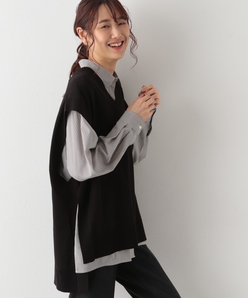 GLOBAL WORK（グローバルワーク）の「サイドベルトニットベスト/956230（ベスト・レディース・ブラック/グレー系その他/モカ・FREE）」の4枚目の写真