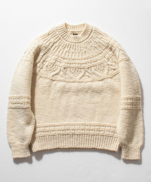 BATONER（バトナー）の「【WEB限定】【BATONER/バトナー】SPREAD ALAN CREW NECK BN-21FM-054（ニット/セーター・メンズ・ベージュ/オフホワイト/ブラック・MEDIUM/SMALL/LARGE）」の4枚目の写真