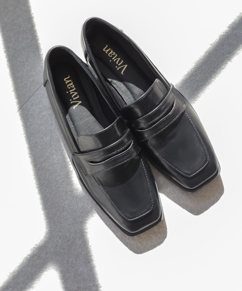 VIVIAN（ヴィヴィアン）の「スクエアトゥコインローファー（ローファー・レディース・ストーン/ゼブラ/ホワイト×ライム/ブラック系その他2/ブラウン系その他5・LL/S/M/L）」の4枚目の写真