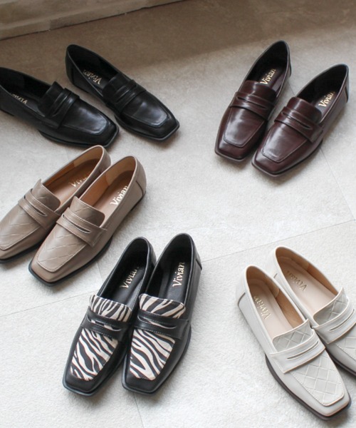 VIVIAN（ヴィヴィアン）の「スクエアトゥコインローファー（ローファー・レディース・ストーン/ゼブラ/ホワイト×ライム/ブラック系その他2/ブラウン系その他5・LL/S/M/L）」の5枚目の写真