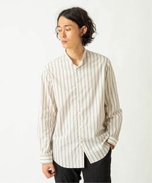 EDIFICE | ストライプ バンドカラー シャツ(シャツ/ブラウス)