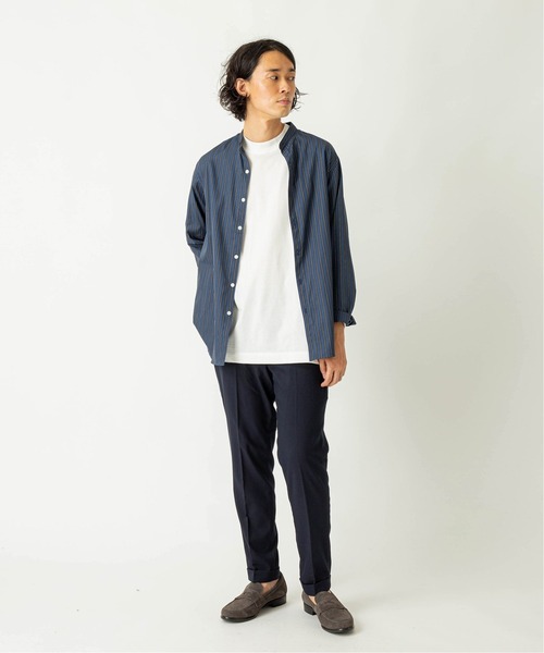 EDIFICE（エディフィス）の「ストライプ バンドカラー シャツ（シャツ/ブラウス・メンズ・ネイビー/グリーン/アイボリー・SMALL/MEDIUM/LARGE/X-LARGE）」の4枚目の写真