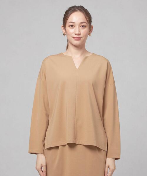 closet story(クローゼットストーリー)の「【WEB限定】<closet story>キーネックカットソー&タイトスカート セットアップ/ワンピース -ウォッシャブル-(ワンピース・レディース・ブラック/ベージュ・FREE)」の3枚目の写真