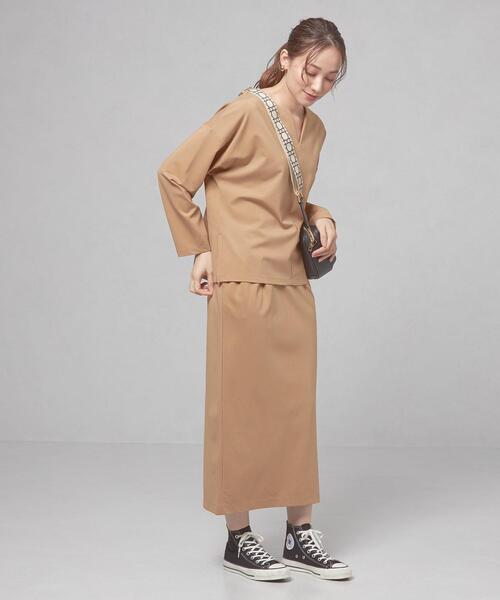 closet story(クローゼットストーリー)の「【WEB限定】<closet story>キーネックカットソー&タイトスカート セットアップ/ワンピース -ウォッシャブル-(ワンピース・レディース・ブラック/ベージュ・FREE)」の5枚目の写真