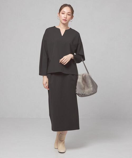 closet story(クローゼットストーリー)の「【WEB限定】<closet story>キーネックカットソー&タイトスカート セットアップ/ワンピース -ウォッシャブル-(ワンピース・レディース・ブラック/ベージュ・FREE)」の16枚目の写真