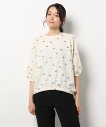 Samansa Mos2 blue | 花柄無地アソートドルマンプルオーバー(Tシャツ/カットソー)