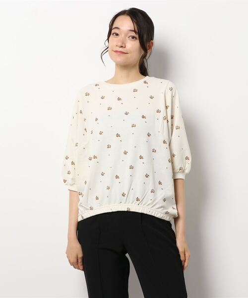 Samansa Mos2 blue（サマンサモスモスブルー）の「花柄無地アソートドルマンプルオーバー（Tシャツ/カットソー・レディース・ブラウン/グレー/シルバーグレー/チャコール/キナリ・ﾌﾘ-）」の9枚目の写真