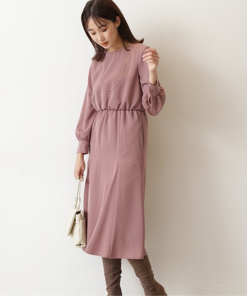 NATURAL BEAUTY BASIC(ナチュラルビューティーベーシック)の「ゴアードフレアワンピース(ワンピース・レディース・チャコールグレー/ベージュ/ピンク・SMALL/MEDIUM)」の12枚目の写真