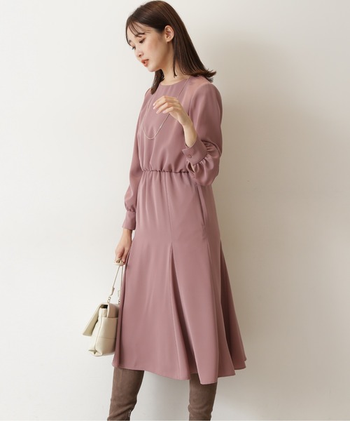 NATURAL BEAUTY BASIC(ナチュラルビューティーベーシック)の「ゴアードフレアワンピース(ワンピース・レディース・チャコールグレー/ベージュ/ピンク・SMALL/MEDIUM)」の18枚目の写真