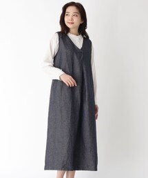 シャンブレーVネックノースリーブワンピース