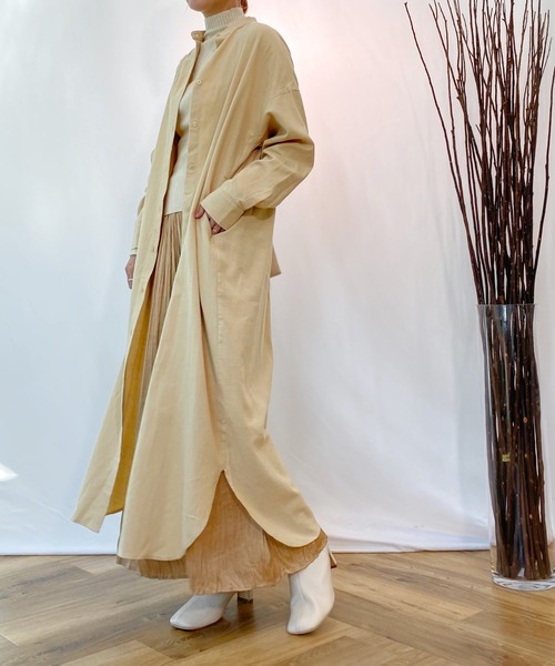 AZUL ENCANTO（アズールエンカント）の「マキシ丈ネルワンピース（シャツワンピース・レディース・ブラック/ベージュ・FREE）」の19枚目の写真