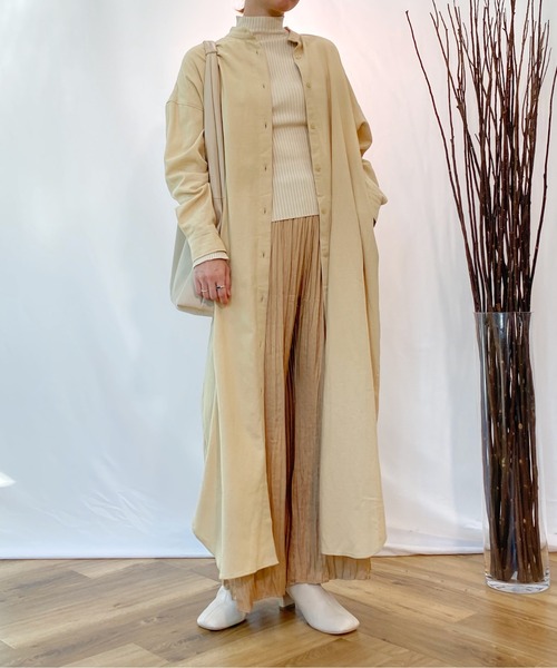 AZUL ENCANTO（アズールエンカント）の「マキシ丈ネルワンピース（シャツワンピース・レディース・ブラック/ベージュ・FREE）」の20枚目の写真