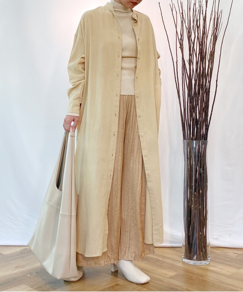 AZUL ENCANTO（アズールエンカント）の「マキシ丈ネルワンピース（シャツワンピース・レディース・ブラック/ベージュ・FREE）」の21枚目の写真