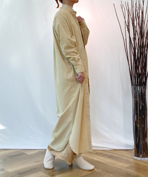 AZUL ENCANTO（アズールエンカント）の「マキシ丈ネルワンピース（シャツワンピース・レディース・ブラック/ベージュ・FREE）」の22枚目の写真