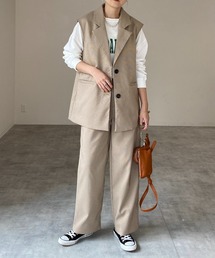 She's Closet（シーズクローゼット）の「チェック柄テーラードジレベスト＆パンツスタイル セットアップ（セットアップ・レディース）」