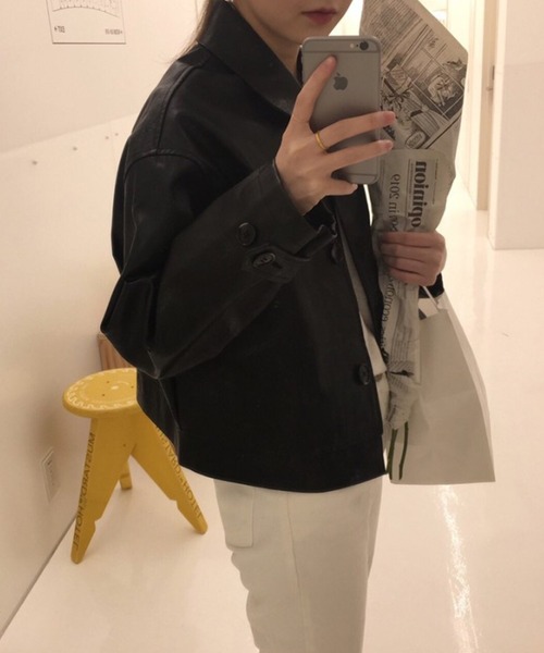 aimoha(アイモハ)の「フェイクレザージャケット(その他アウター・レディース・ブラック・FREE)」の12枚目の写真