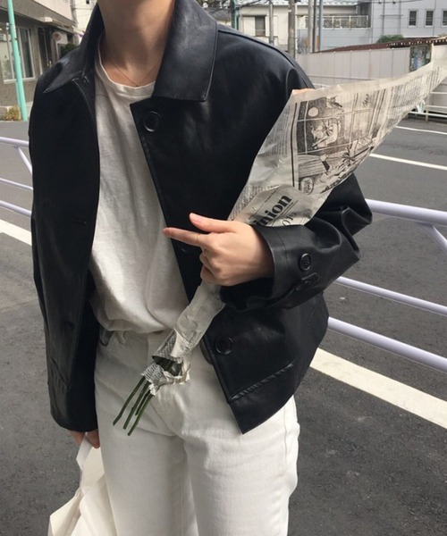 aimoha(アイモハ)の「フェイクレザージャケット(その他アウター・レディース・ブラック・FREE)」の6枚目の写真