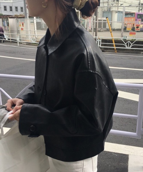 aimoha(アイモハ)の「フェイクレザージャケット(その他アウター・レディース・ブラック・FREE)」の8枚目の写真