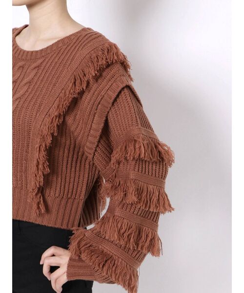 CALNAMUR（カルナムール）の「フリンジ2WAYニット（ニット/セーター・レディース・カーキ/ブラウン/レッド・FREE）」の19枚目の写真