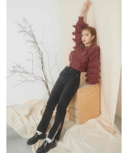 CALNAMUR（カルナムール）の「フリンジ2WAYニット（ニット/セーター・レディース・カーキ/ブラウン/レッド・FREE）」の14枚目の写真